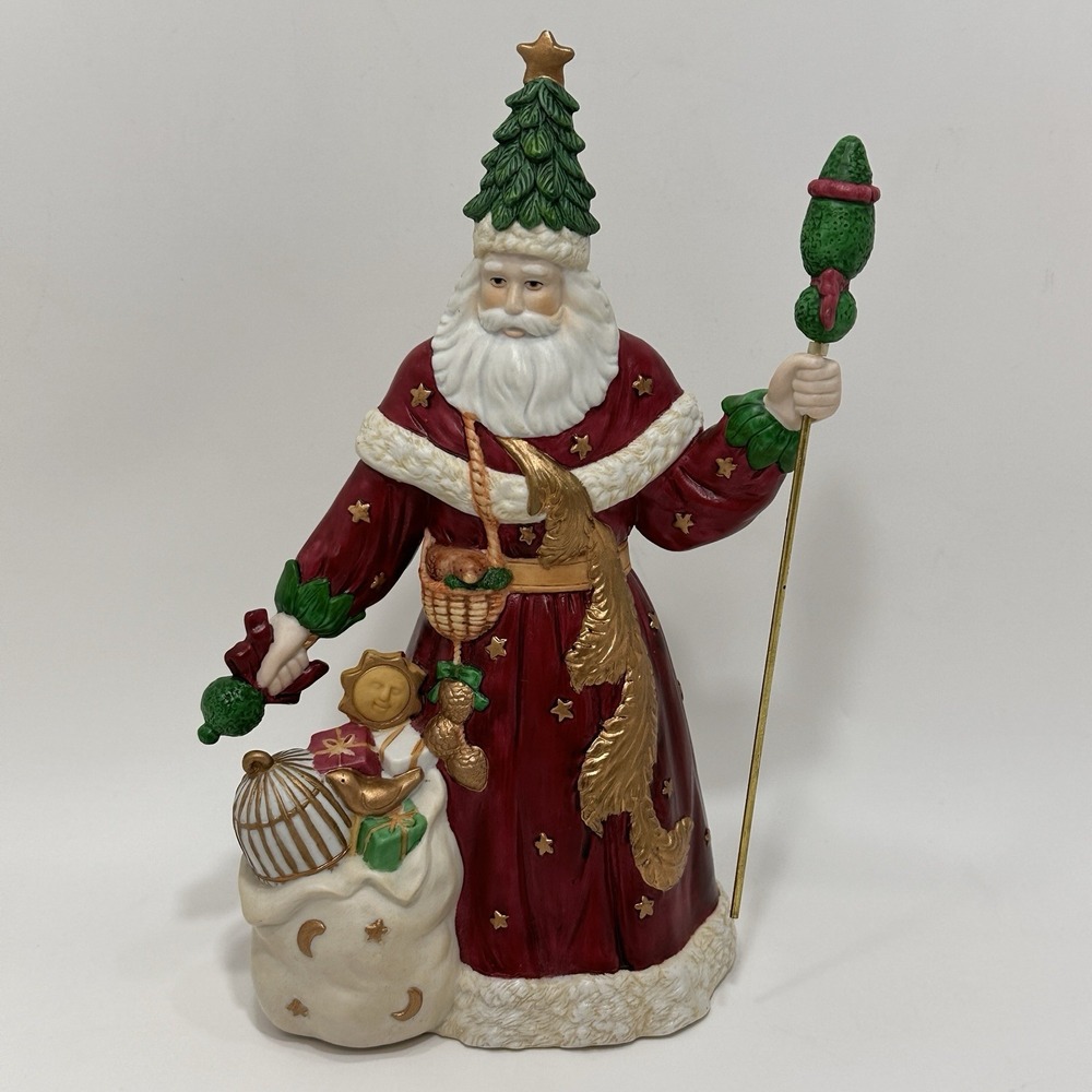 Vintage Kathy Orr Father Christmas Santa Claus Music Box Midwest Importers Red